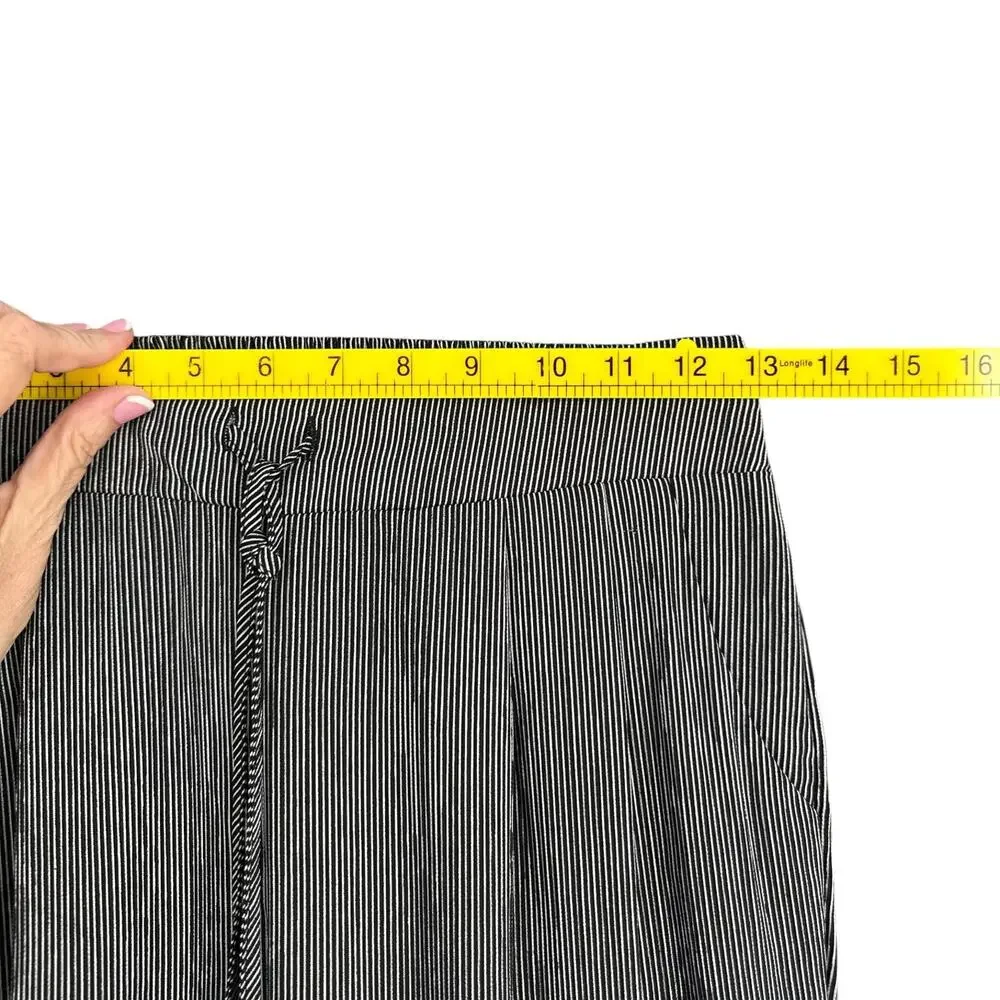 DRESS FORUM Blue White Pinstripe Elastic Waist & Cuffs Casual Womens Pants Small